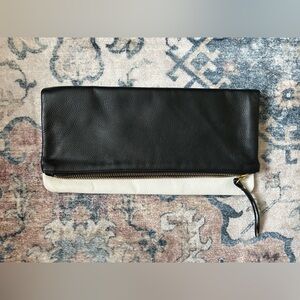 Banana Republic Evan Black & White Genuine Leather Clutch Bag